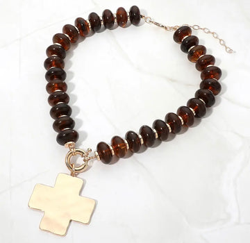 Acrylic Stone Cross Pendant Necklace