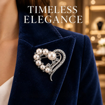 Oversized Pearl Heart Brooch