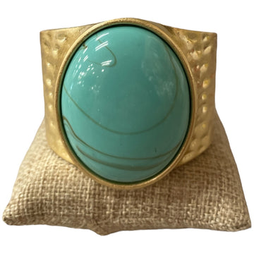 Turquoise Oval Stone Gold Chunky Bracelet