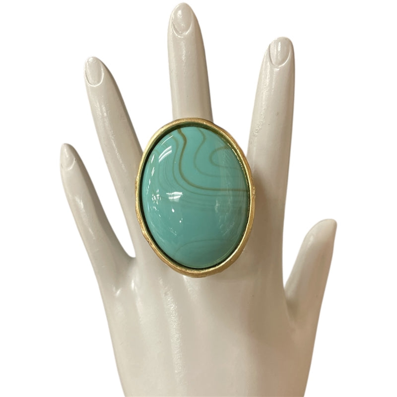 Turquoise Oval Stone Gold Ring