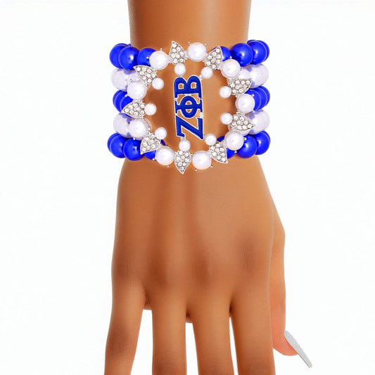 Bracelet Blue White Pearl ZPB 5 Strand for Women