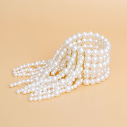 Bracelet Cream Pearl Fringe Stretchy for Women