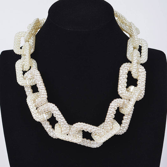 Faux Pearl Link Chain Necklace