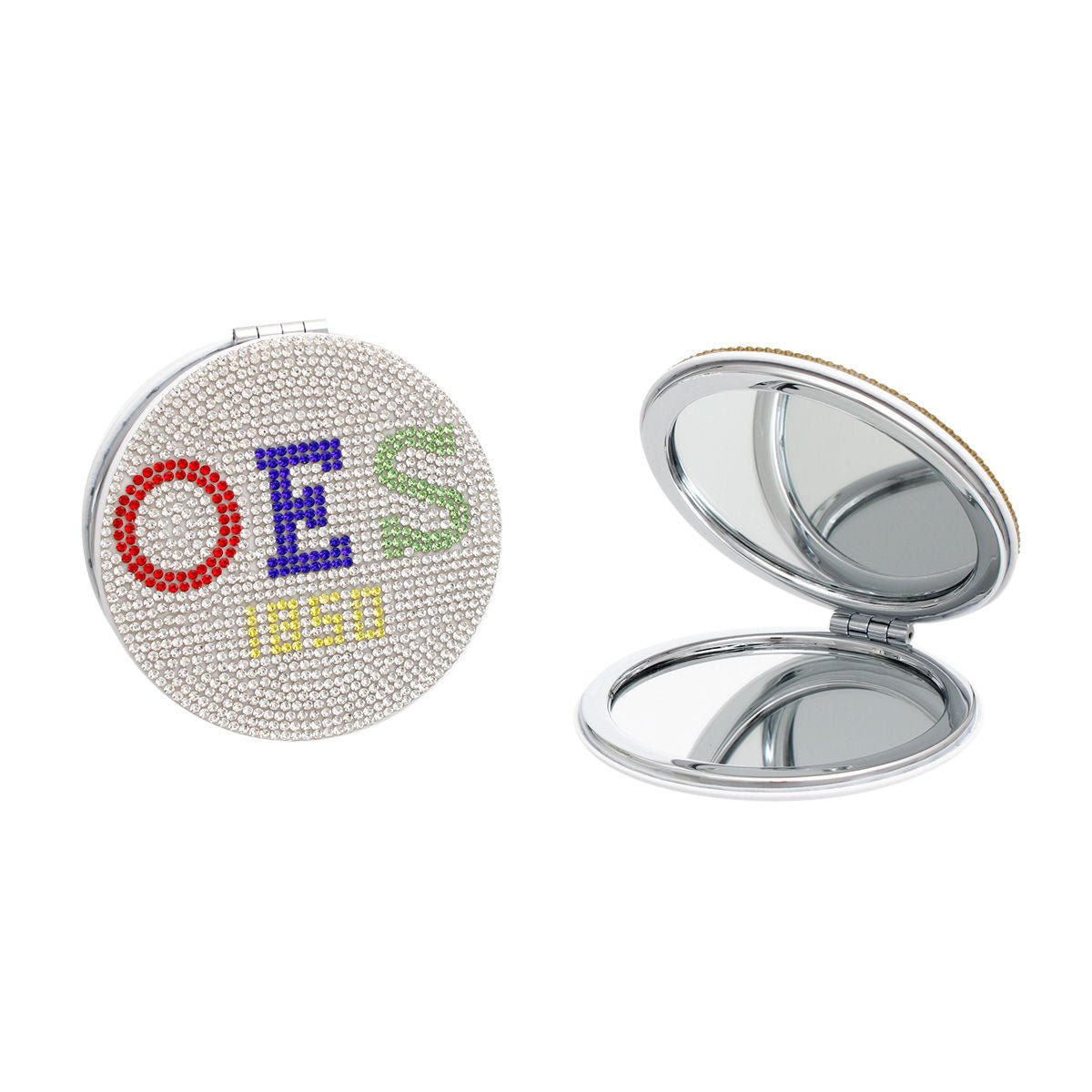 OES Sorority White Bling Mirror Compact