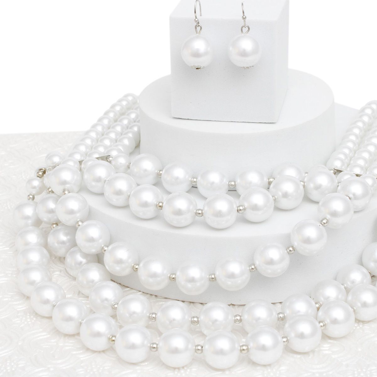 Pearl Bib Layered White Delicately Draped Necklace