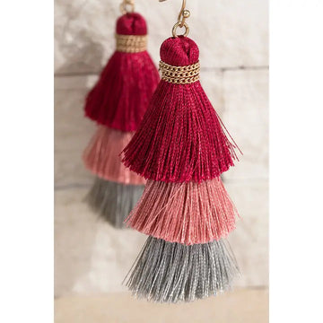 Triple Tier Tassel Fish Hook Earrings