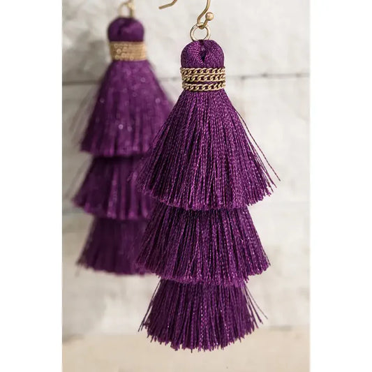 Triple Tier Tassel Fish Hook Earrings