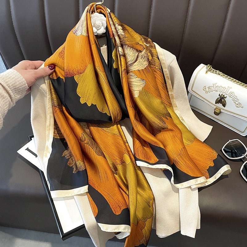 Silk Orange Gold & Black Scarf