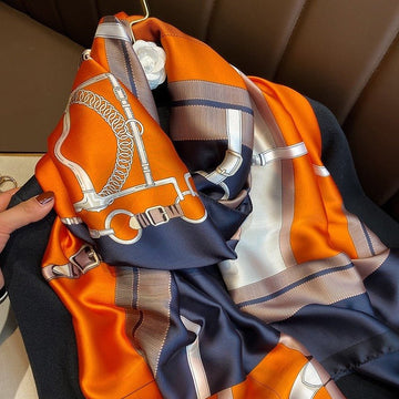 Silk Orange & Navy Scarf