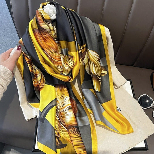 Silk Yellow & Gray Scarf