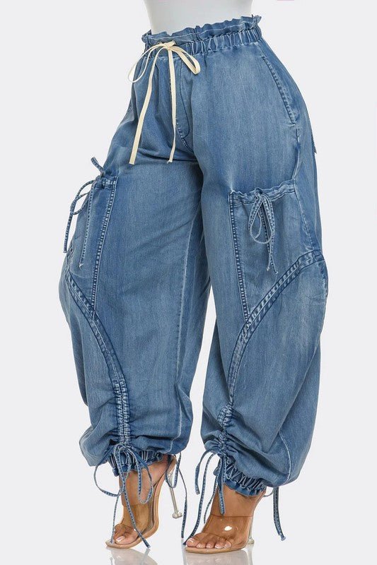 WOMEN FASHION HAREM STYLE DENIM PANTS