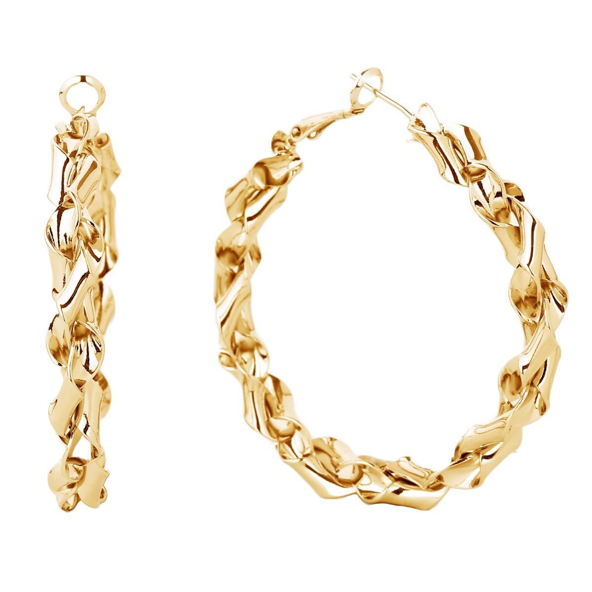 Hoop 14K Gold Medium Twisted Earrings for Women